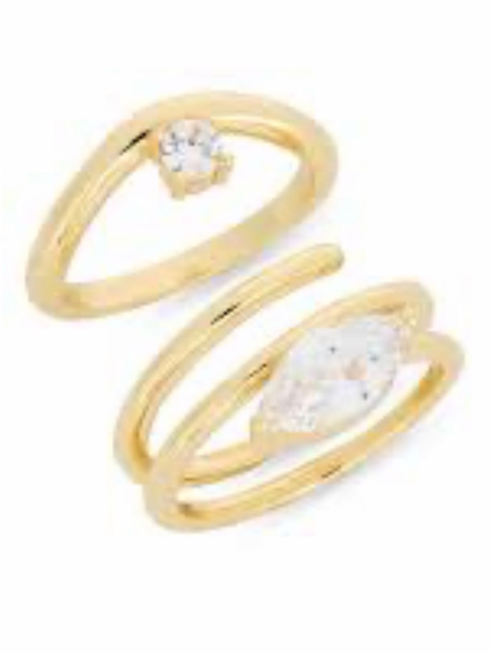 New Nordstrom Gold-Tone East Wear mmmmmmCZ Multi-Band Statement Ring Set Size [m